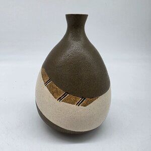 Handcrafted Ceramic Vase With Earthy Brown & Cream Design 6.5'